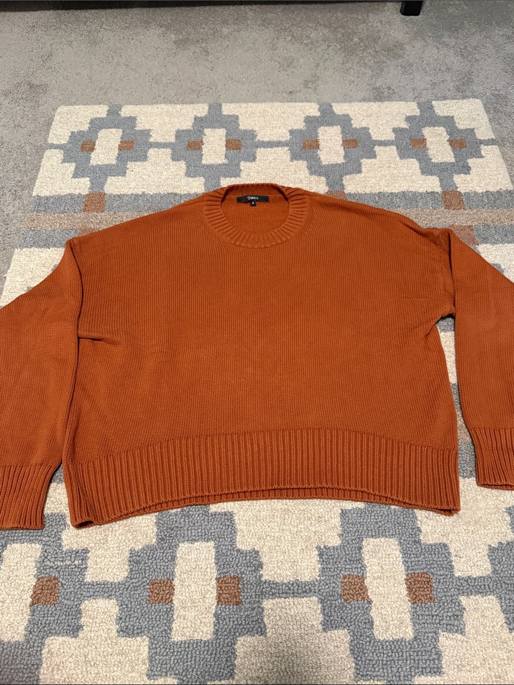 Quince 100% Organic Cotton Boyfriend Crew Sweater Rust Size Small